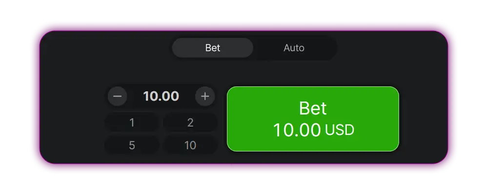 Aviator Game Betting Panel